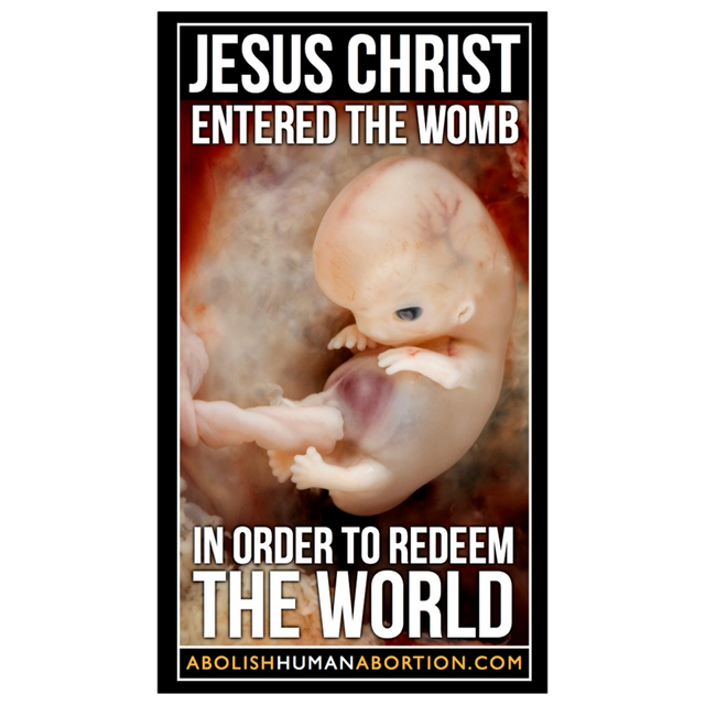 "Entered the Womb to Redeem the World" Dropcard