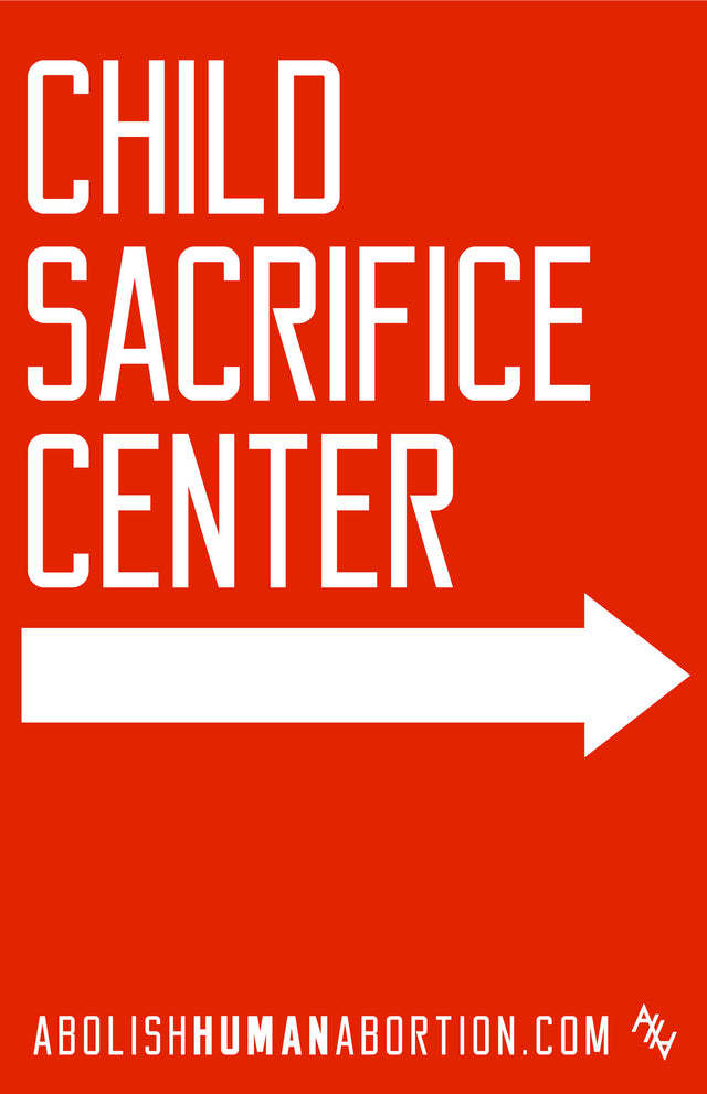 Child Sacrifice Center (Right Pointing Arrow) Sign